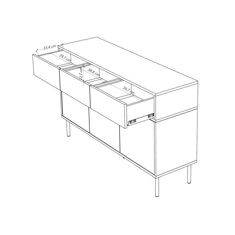 Elegancka czarna komoda Dancan MARIKA ze złotymi dodatkami