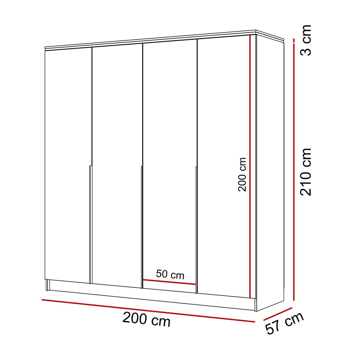 Szafa z lustrem AURORA 4D KASZMIR złoty uchwyt