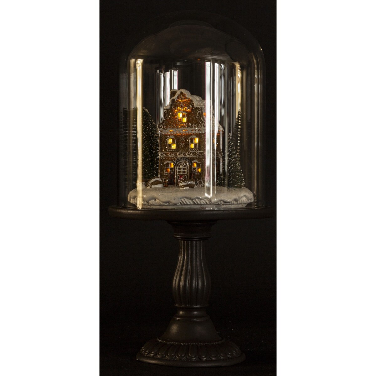 Domek piernikowy w szklanej kopule LED35x17x17 cm CROMEN