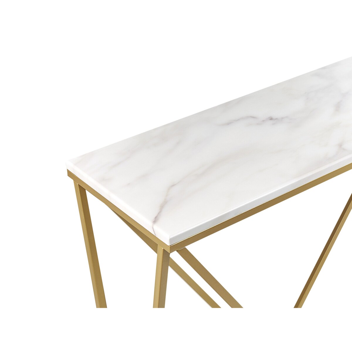 Konsola efekt marmuru biało-złota HAZEN