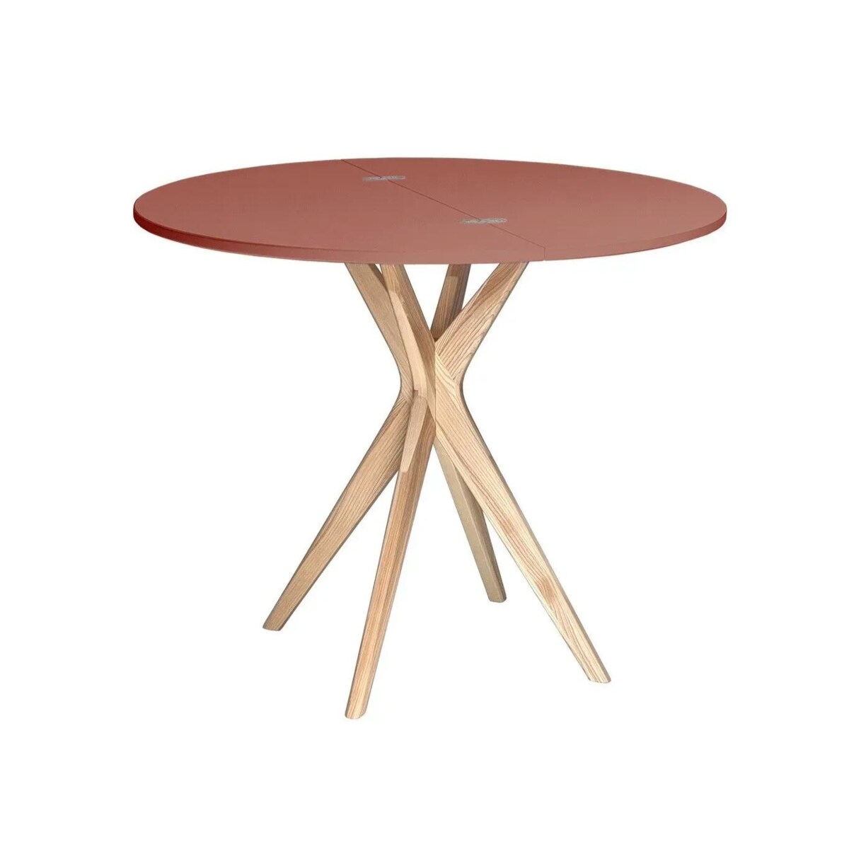 Stół półokrągły CUTTI 100x100 rozkładany koralowy/jesion