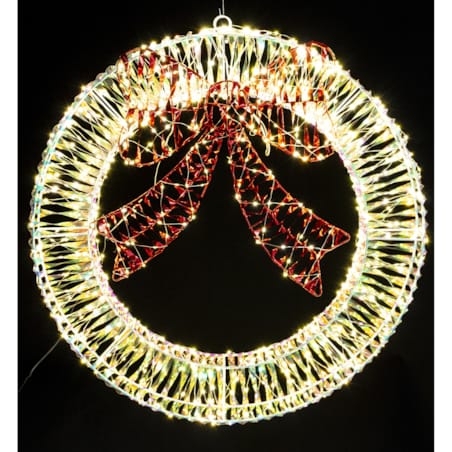 Wieniec ozdobny LED 72x70x13 cm LIKLI-2 biały z czerwoną kokardą