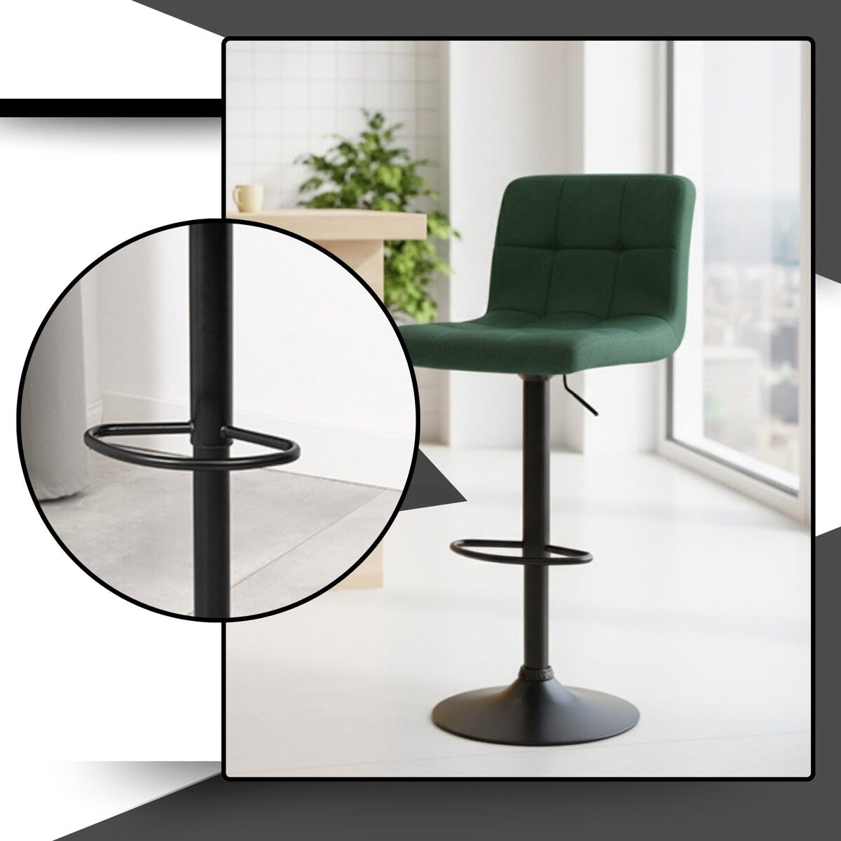 Hoker barowy obrotowy krzesło tapicerowany welurowy regulowany do wyspy