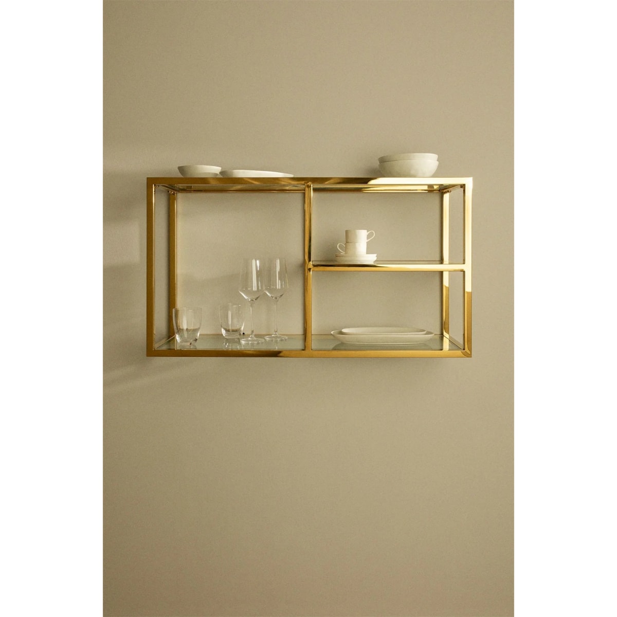 Półka wisząca, szklane półki, błyszczące złoto 90 cm Daiana