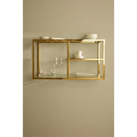 Półka wisząca, szklane półki, błyszczące złoto 90 cm Daiana