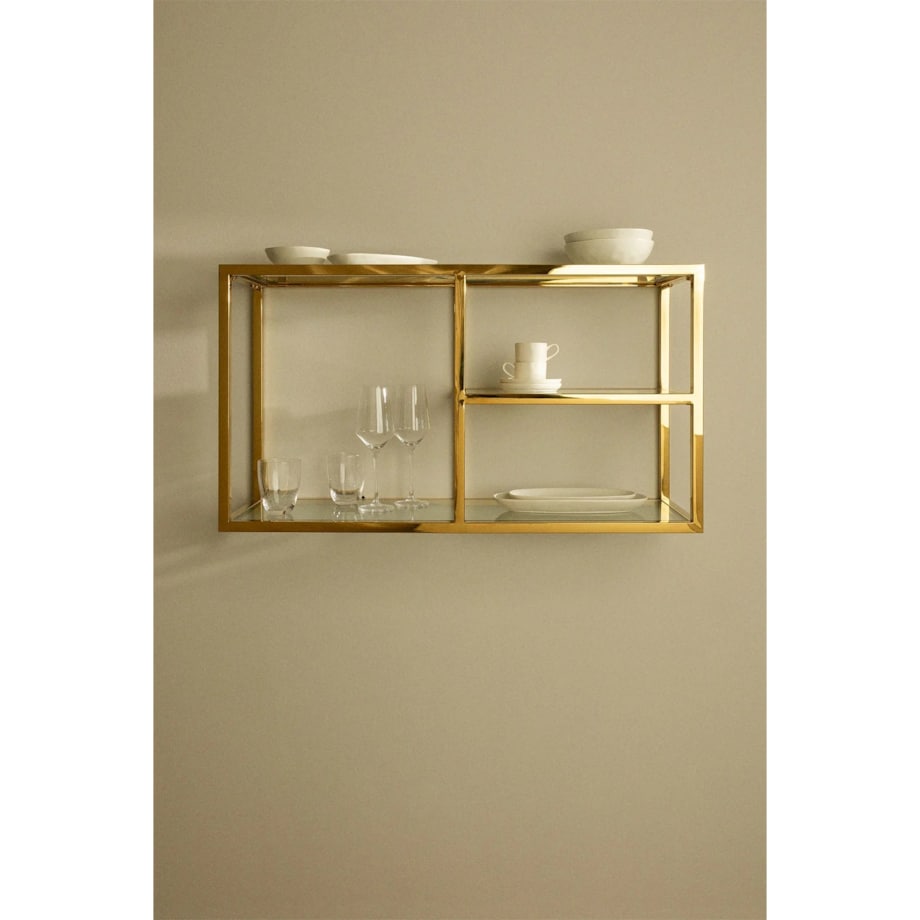 Półka wisząca, szklane półki, błyszczące złoto 90 cm Daiana
