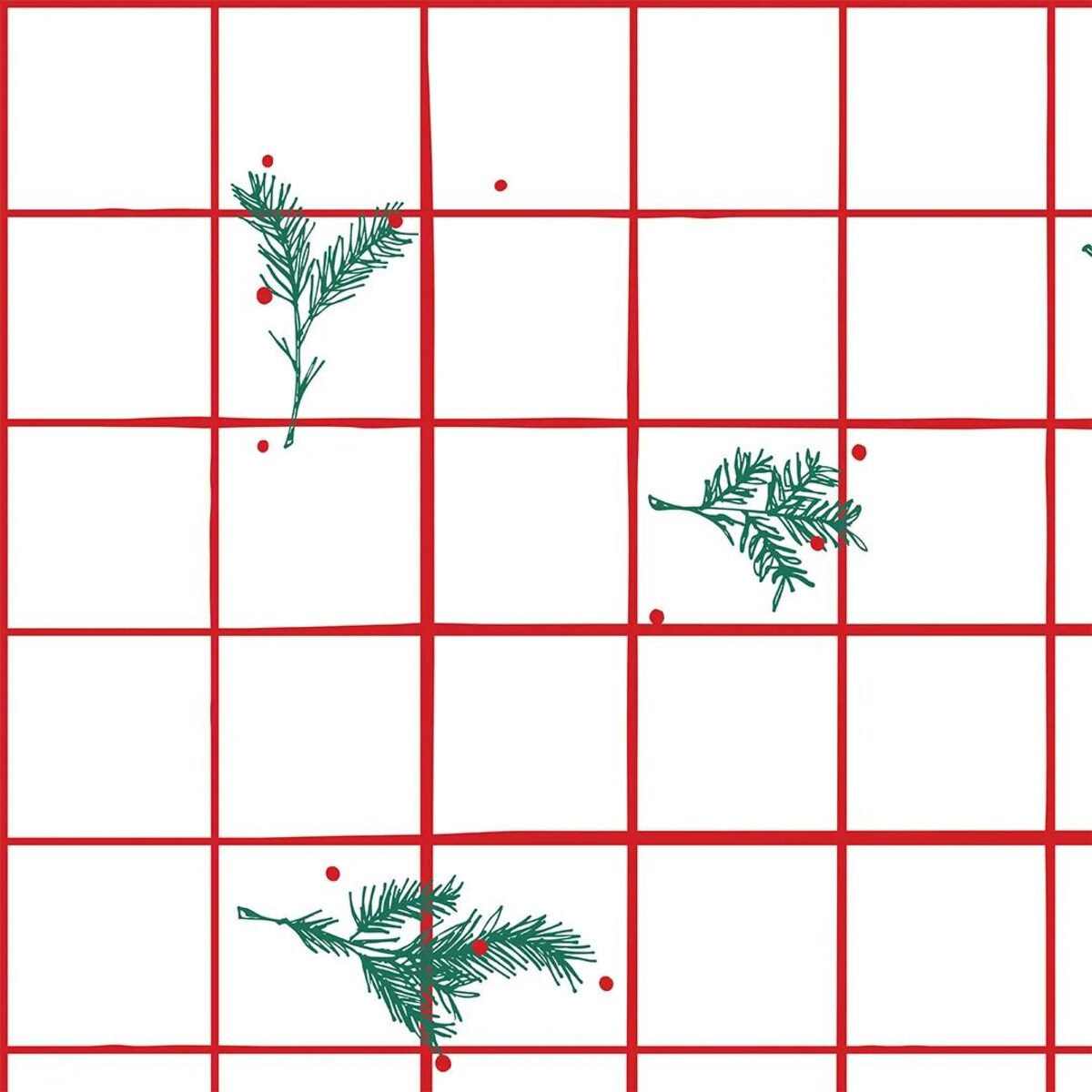 Bieżnik świąteczny - krata i gałązki - 40x180