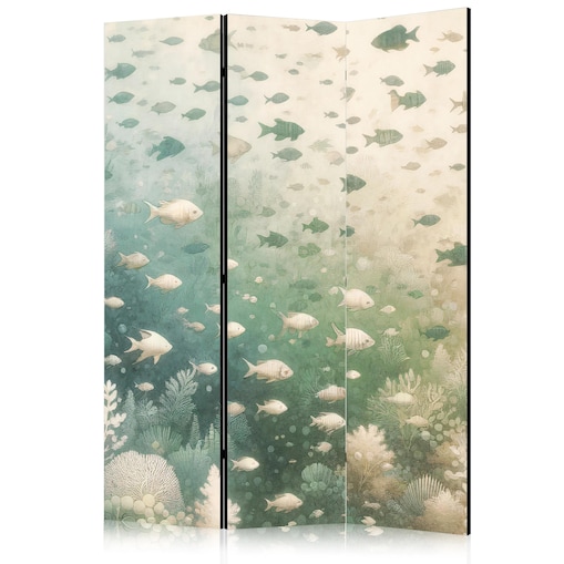 Parawan dwustronny Zwierzęta 135x172 cm 3-częściowy beżowy