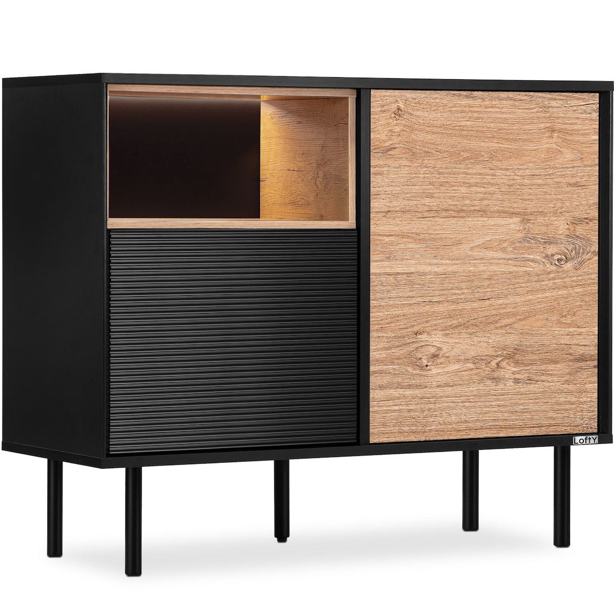 KONSIMO LOFTY Komoda loft na wysokich drewnianych nóżkach