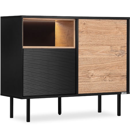 KONSIMO LOFTY Komoda loft na wysokich drewnianych nóżkach