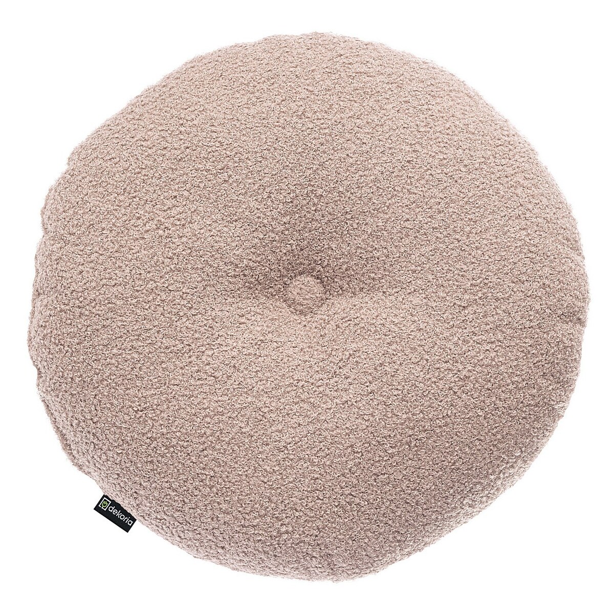 Poduszka okrągła z guzikiem, różowa bukla, ⌀37 cm, Boucle Teddy