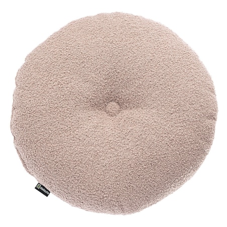 Poduszka okrągła z guzikiem, różowa bukla, ⌀37 cm, Boucle Teddy