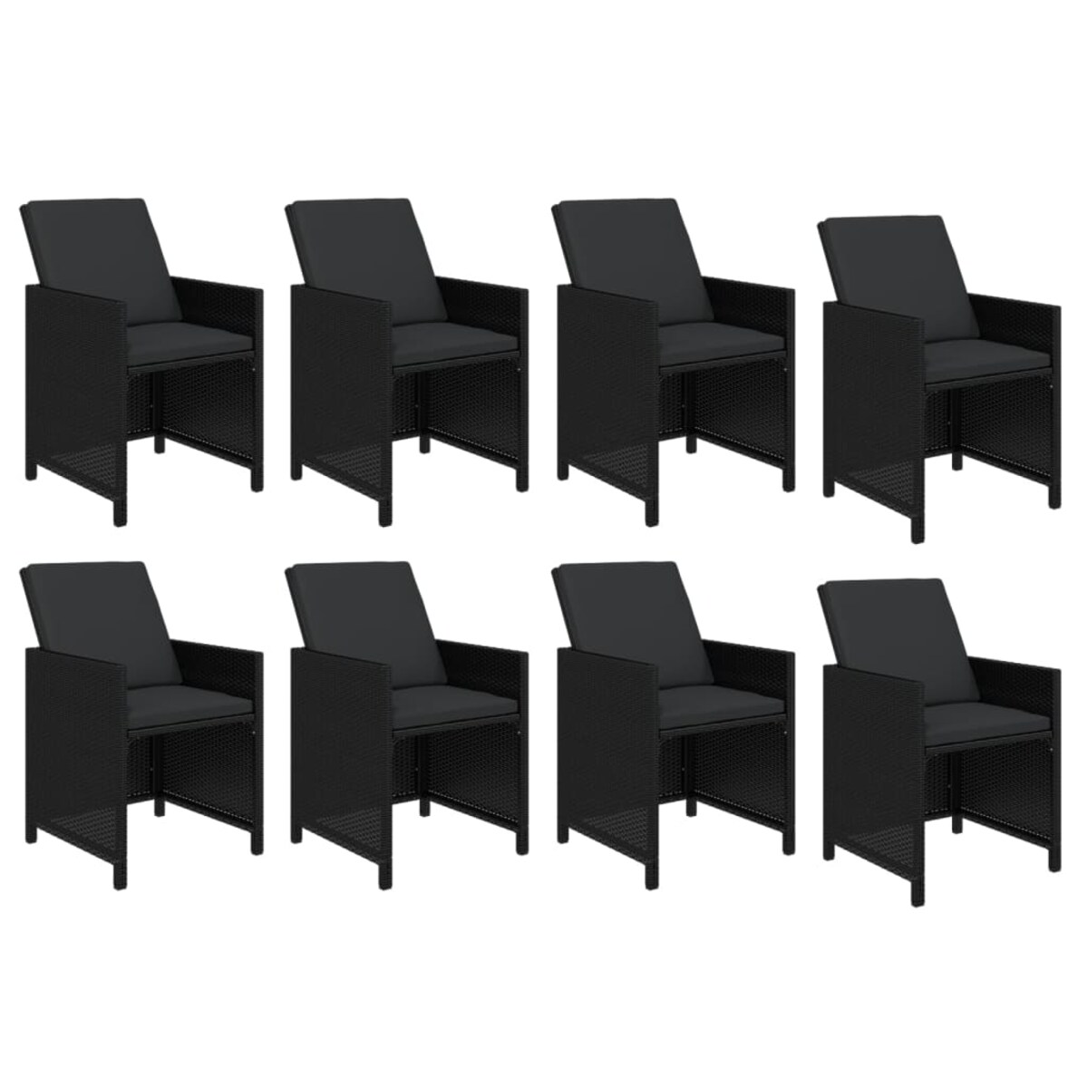 vidaXL 9-cz. zestaw mebli ogrodowych z poduszkami, polirattan, czarny