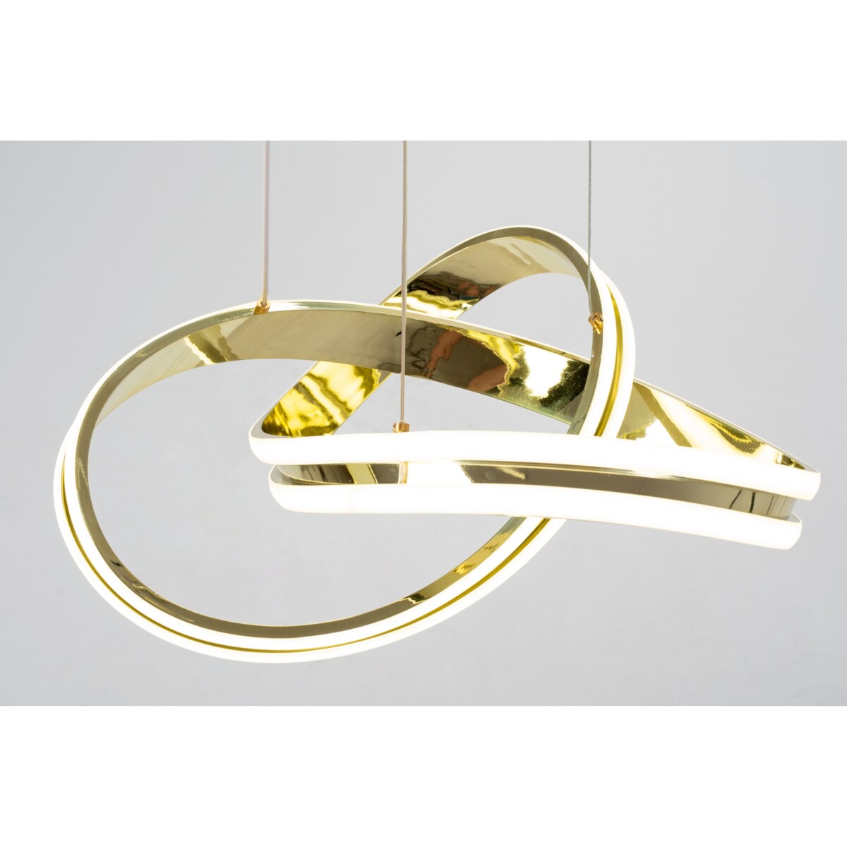 Lampa Sufitowa Wisząca Metal Ring Gold Led + Pilot