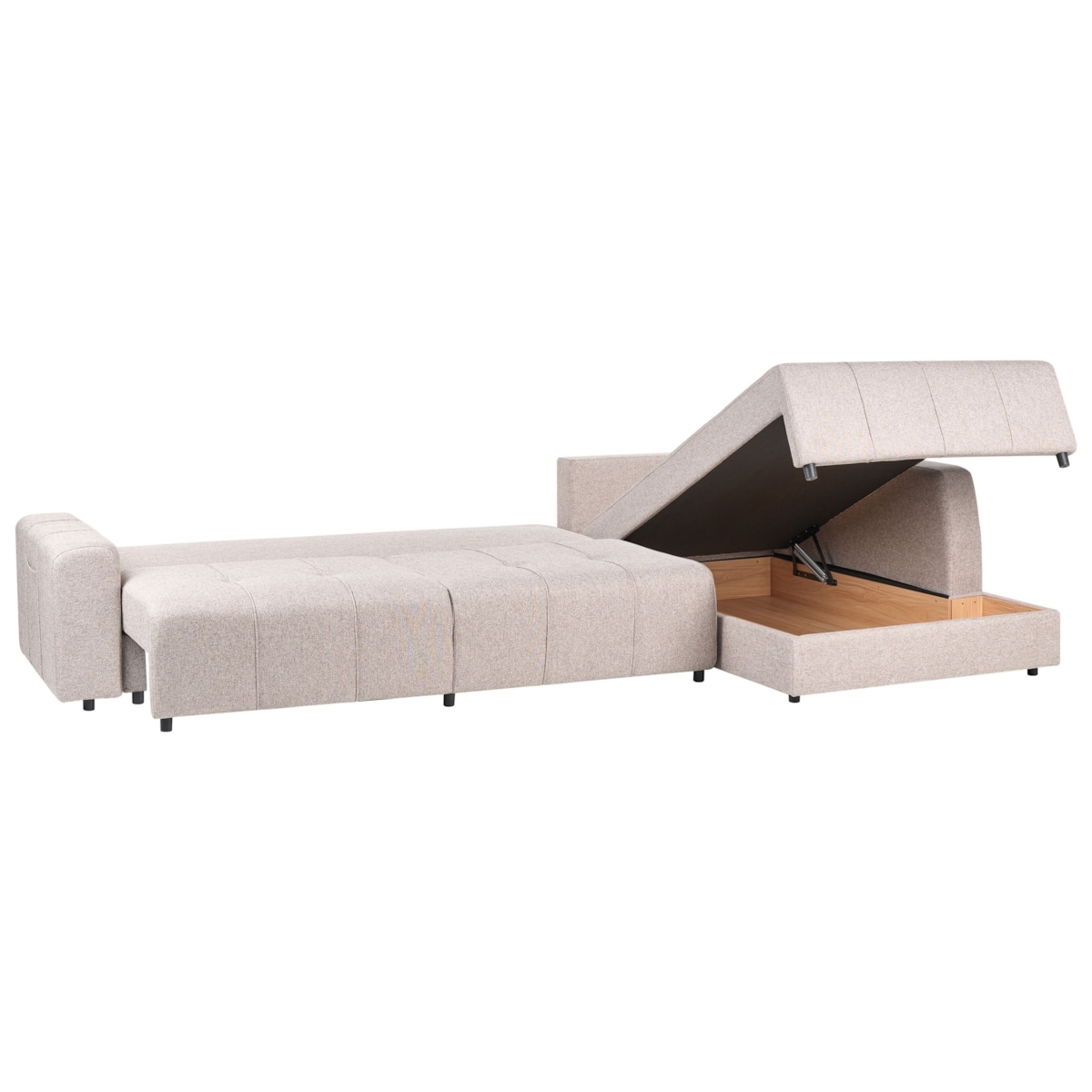 Sofa narożna lewostronna INNVIK Jasnobrązowy Tkanina Lewostronny