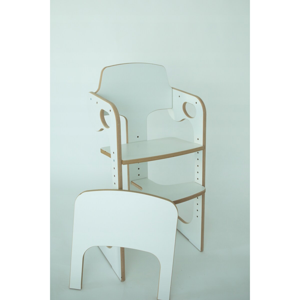 Krzesełko do karmienia DREWNIANE białe do jadalni REGULOWANE CERTYFIKOWANE