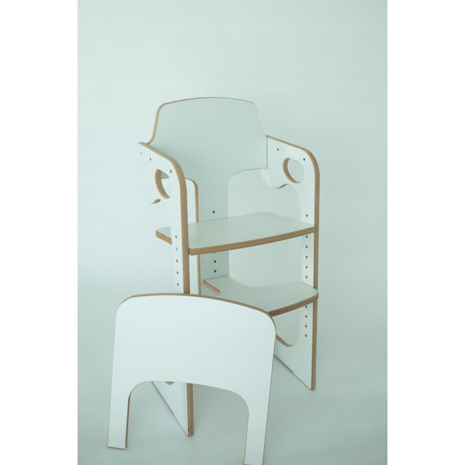 Krzesełko do karmienia DREWNIANE białe do jadalni REGULOWANE CERTYFIKOWANE