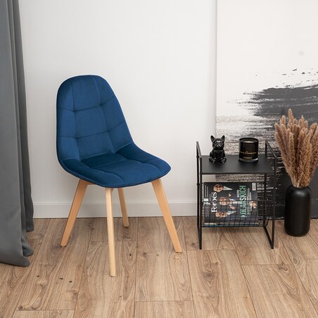 Krzesło skandynawskie tapicerowane nowoczesne granatowe