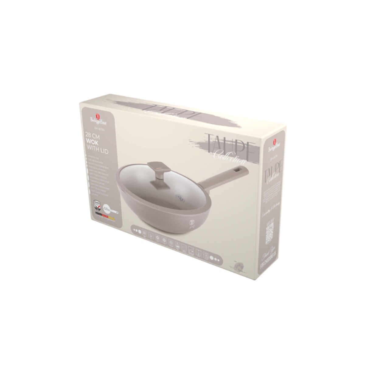 Patelnia wok z pokrywką 28cm BerlingerHaus Toupe BH-8094