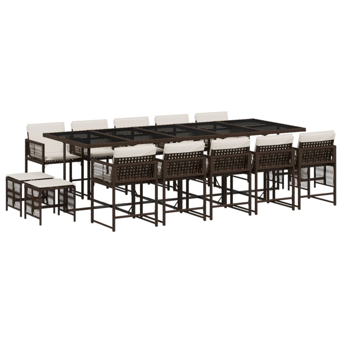 vidaXL 15-cz. zestaw mebli ogrodowych z poduszkami, brązowy, rattan PE