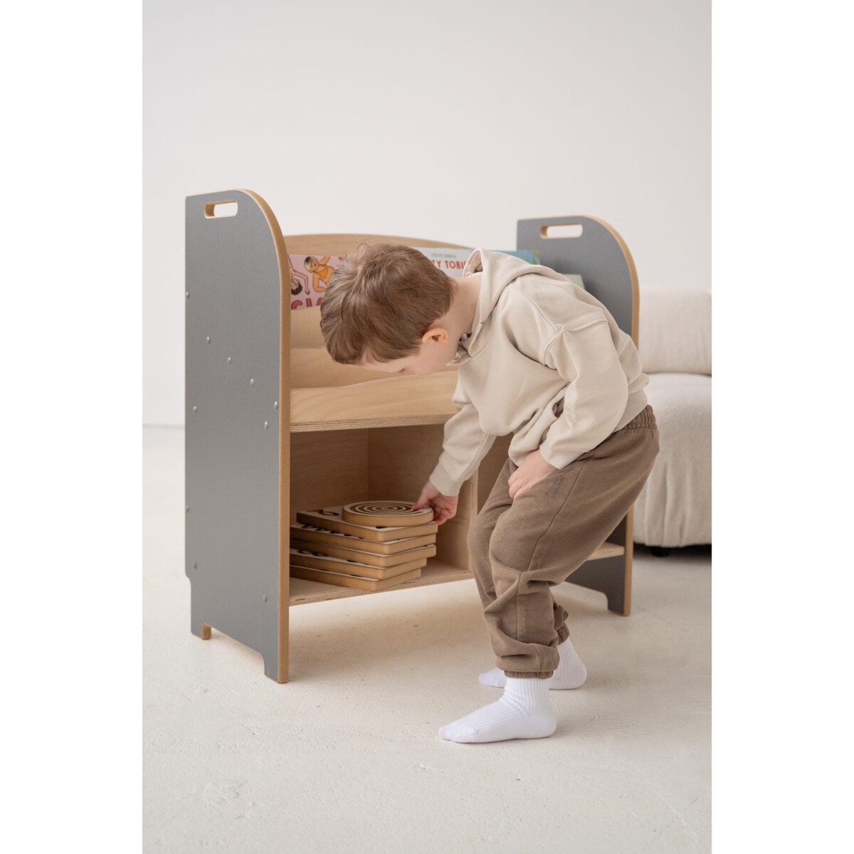 SMART - biblioteczka/regał montessori - szara