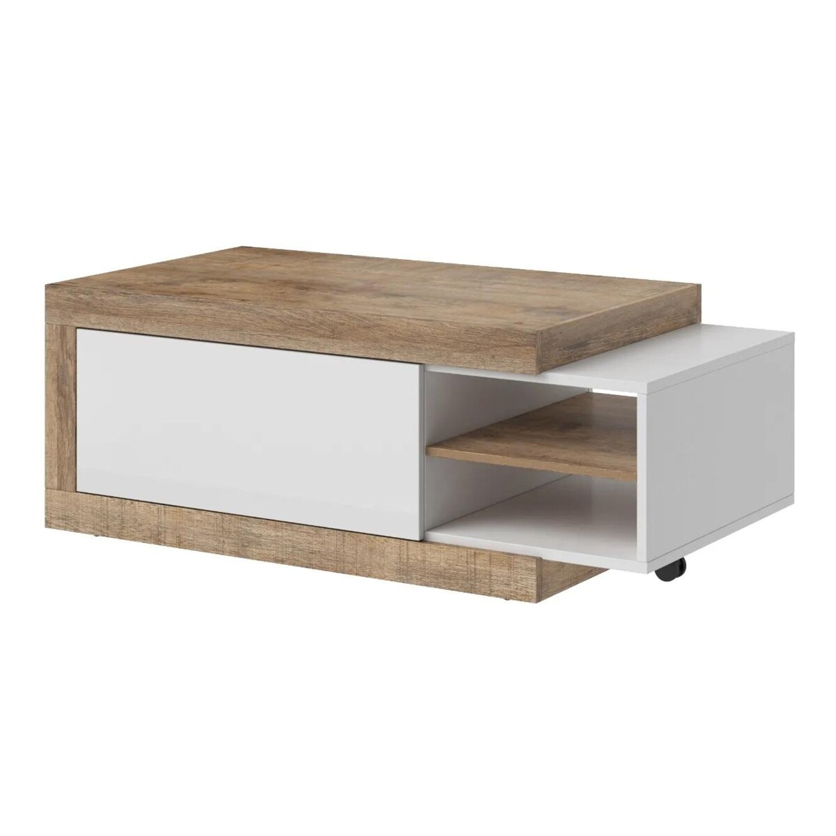 Stolik kawowy SINTRA 60x120(153) dąb samdal/biały połysk rozsuwany