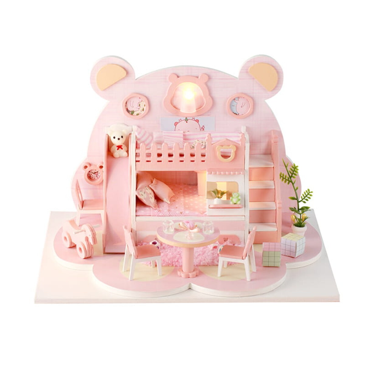 Miniaturowy domek - Różowy miś