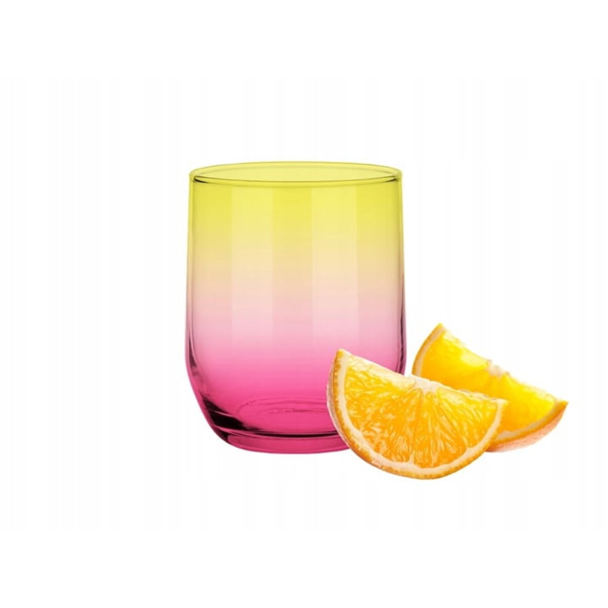 Kolorowa Letnia Szklanka Różowo Żółta 300 ml do Wody Soku Napojów Drinków