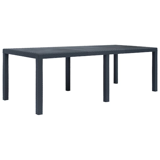 vidaXL Stół ogrodowy, 220x90x72 cm, plastikowy, antracytowy
