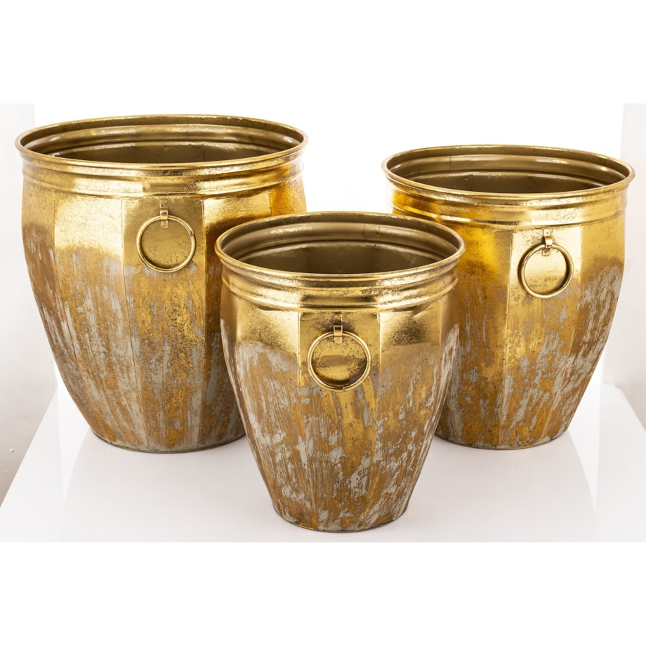 Osłonka metalowa 3 szt. 43,5x41x41 i 39x36x36 i 36x31x31 cm ANVLOP-2 złota