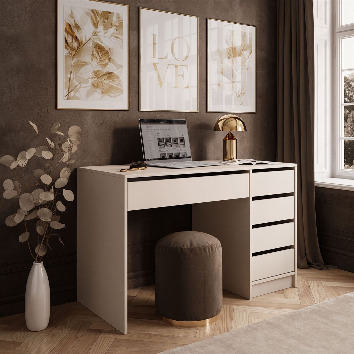 Biurko MADA z szufladami kaszmir mat