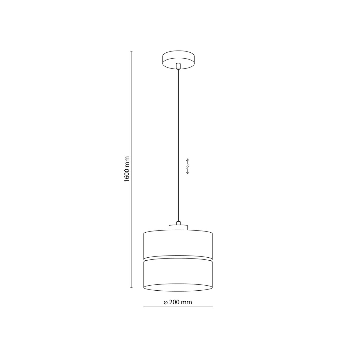 Lampa wisząca TK Lighting ECO 5770, szaro-beżowy abażur, drewno i czarny metal, regulowana wysokość, E27