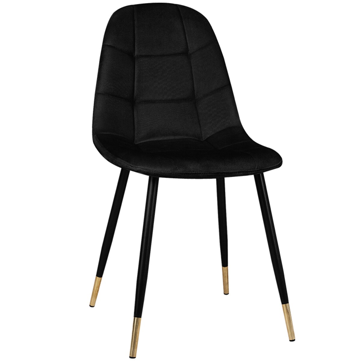 Krzesło tapicerowane czarne pikowane welurowe do salonu złote nogi