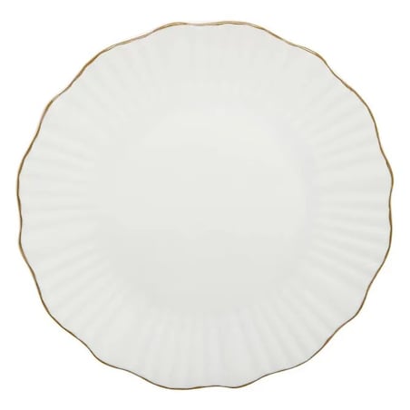 Komplet 6 porcelanowych talerzy deserowych, białe ze złotem, Daphné, 20 cm