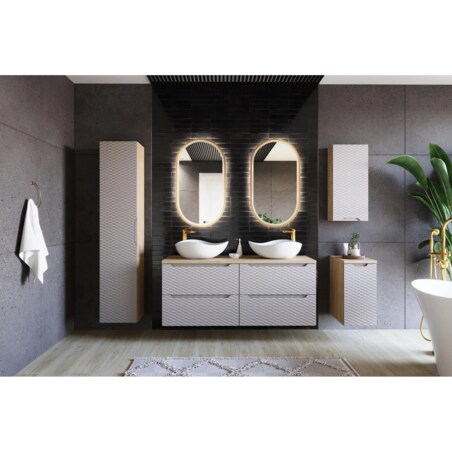 Szafka łazienkowa OCEAN BEIGE 80-01-1D 35cm dąb olejowany/beżowa