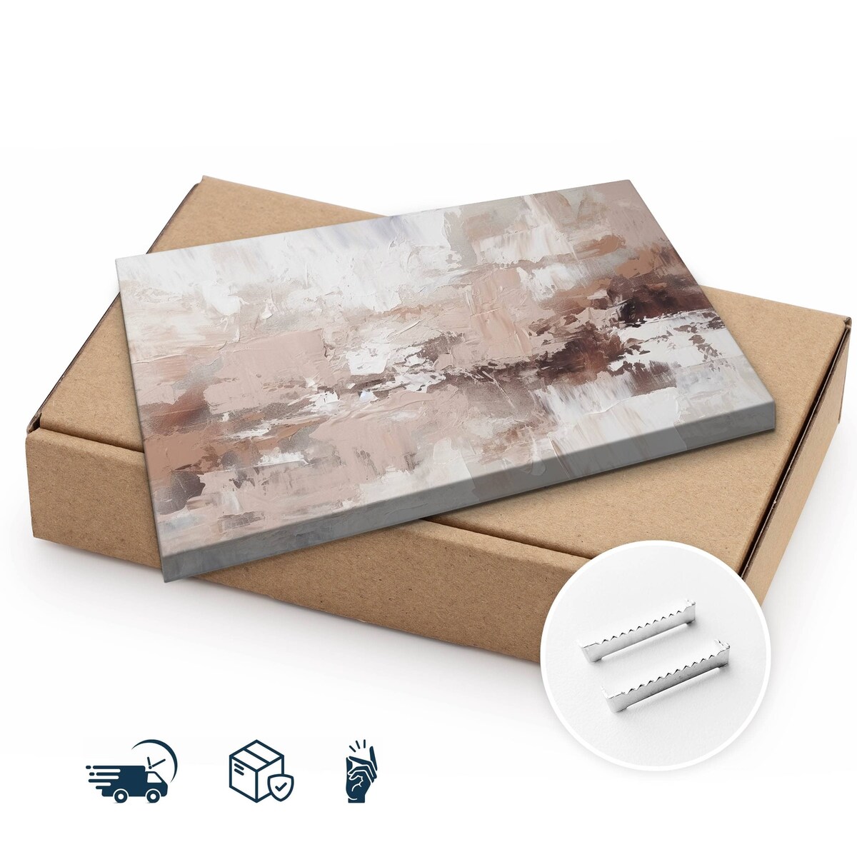 Obraz Canvas Do Salonu Abstrakcyjne Wzory Farba Beżowa Dekoracja 70x50cm