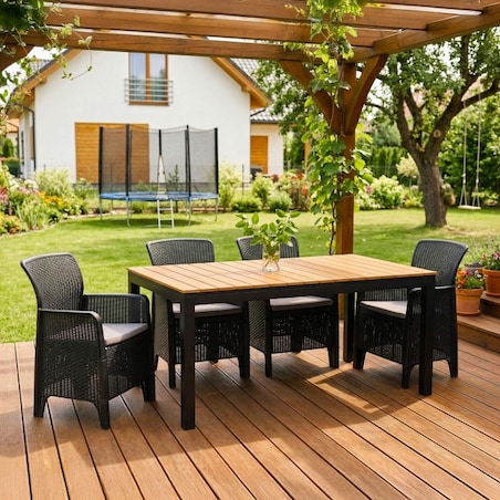 Zestaw Mebli Ogrodowych Na Taras Ogród Technorattan Czarny Dąb