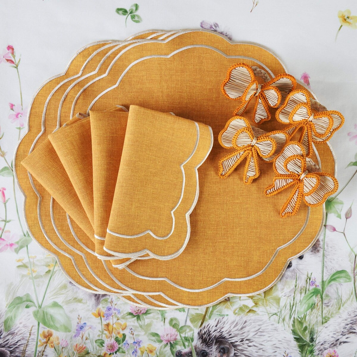 Haftowane podkładki Yellow Petali - 6 sztuk