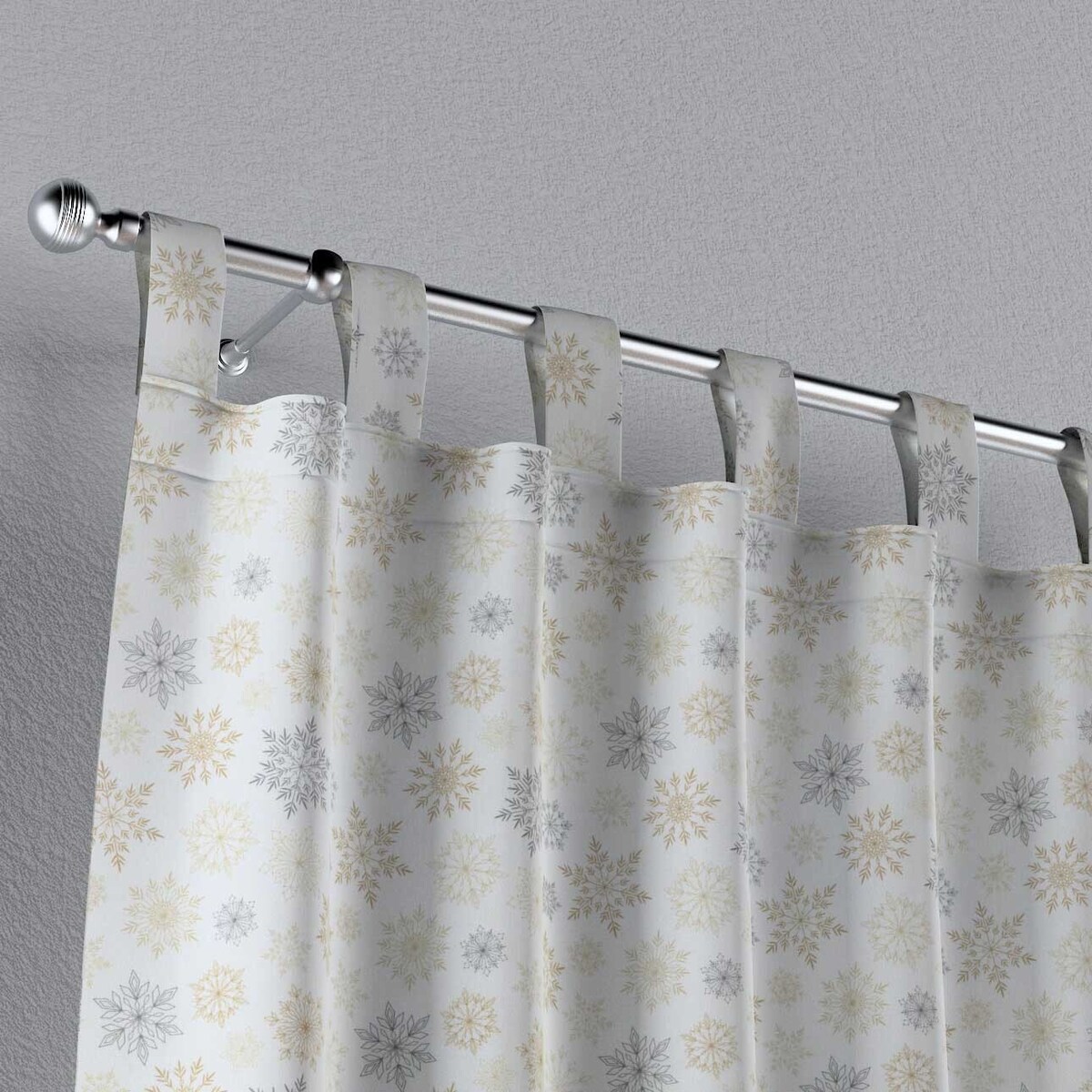 Zasłona na szelkach 1 szt. 130x245 złote, srebrne gwiazdy na białym tle