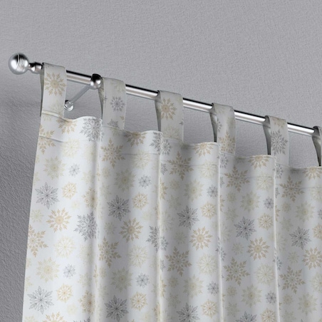 Zasłona na szelkach 1 szt. 130x245 złote, srebrne gwiazdy na białym tle