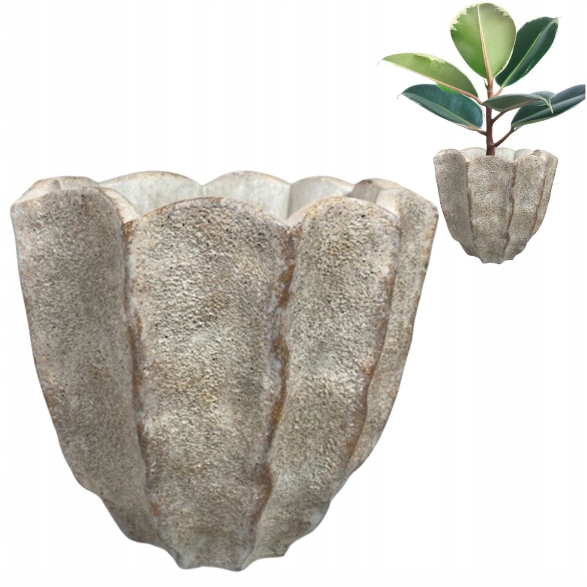 DONICZKA BETONOWA 20cm duża osłonka donica na kwiaty wrzosy bonsai parapet