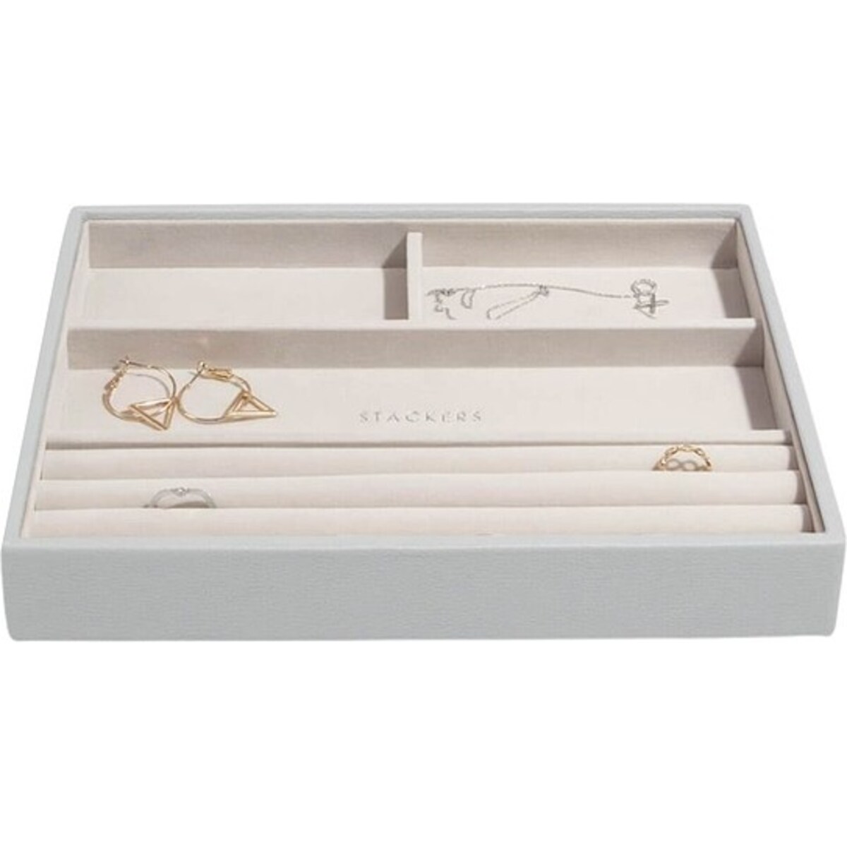Szkatułka na biżuterię Stackers 4 komorowa classic kamienna szarość
