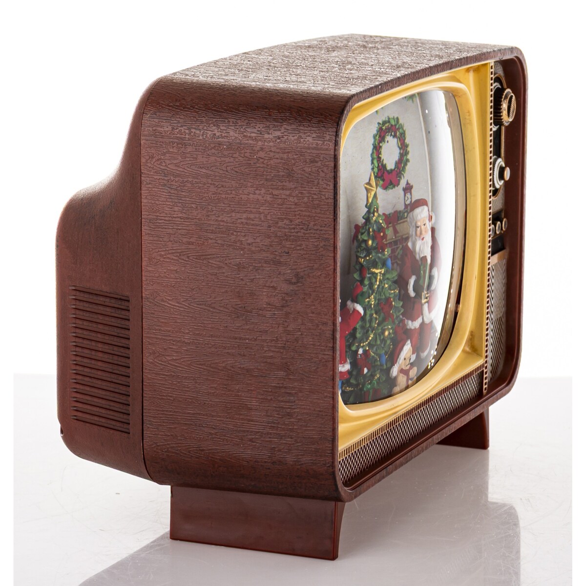 Dekoracja świąteczna - Telewizor z Mikołajem i choinką 17x21x12 cm LED i pozytywką