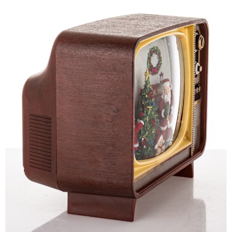 Dekoracja świąteczna - Telewizor z Mikołajem i choinką 17x21x12 cm LED i pozytywką