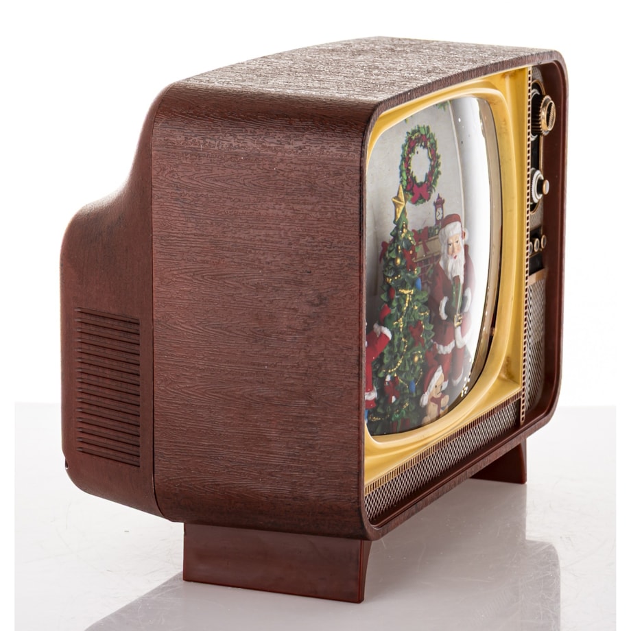 Dekoracja świąteczna - Telewizor z Mikołajem i choinką 17x21x12 cm LED i pozytywką