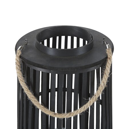 Lampion drewniany 80 cm czarny LUZON