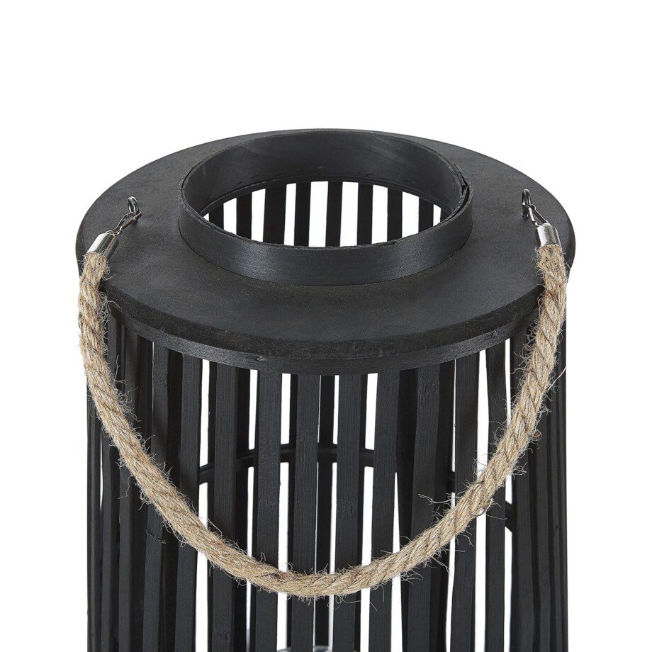 Lampion drewniany 80 cm czarny LUZON