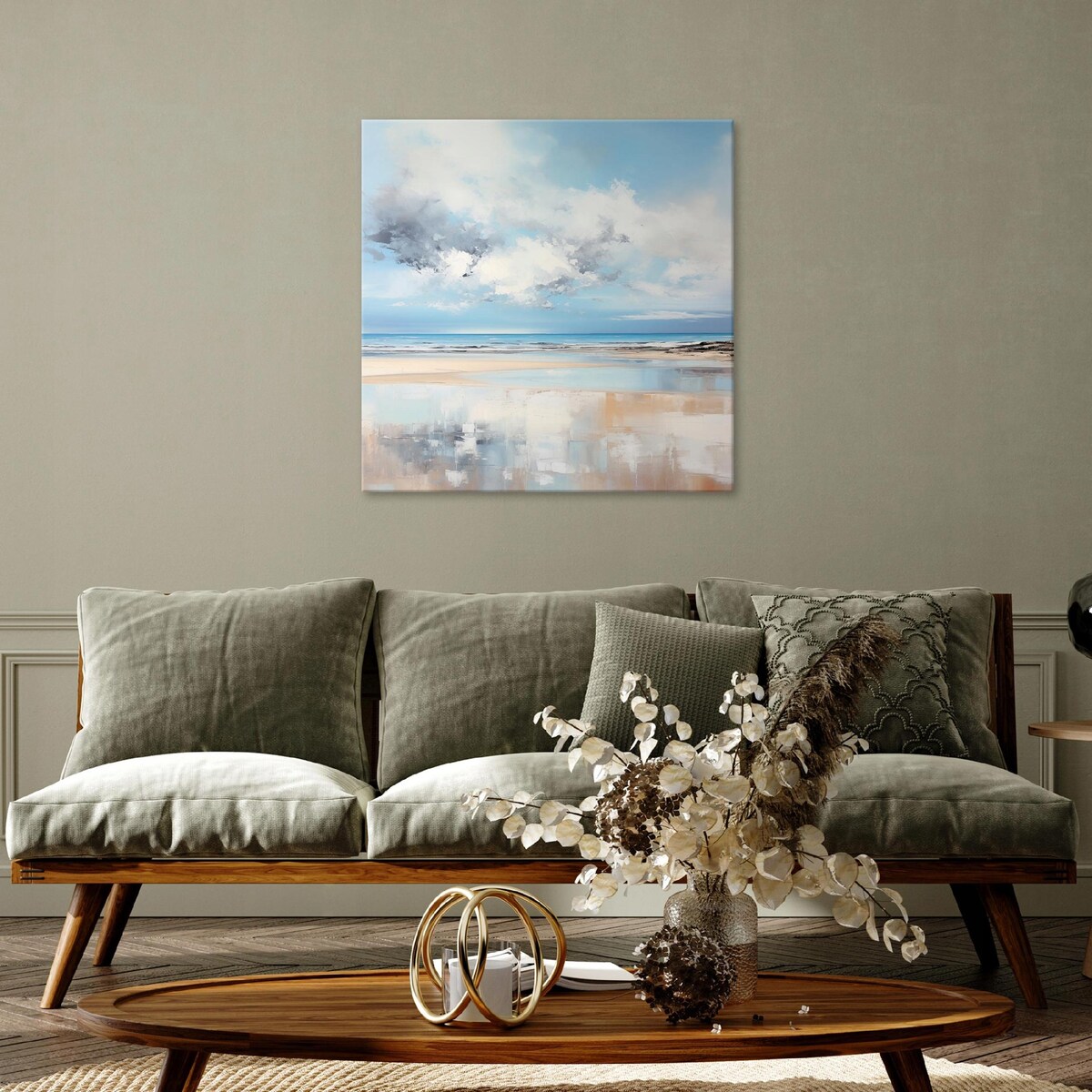 OBRAZ ABSTRAKCJA NIEBIESKI MORZE PLAŻA NA PŁÓTNIE ŚCIANĘ SYPIALNIA 40x40