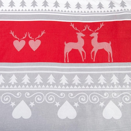 Pościel flanelowa 220x200 Amoria szara w serca i choinki, Flanelove