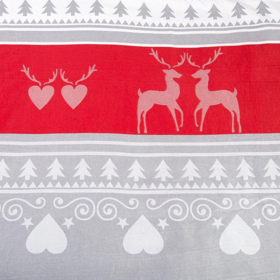 Pościel flanelowa 220x200 Amoria szara w serca i choinki, Flanelove